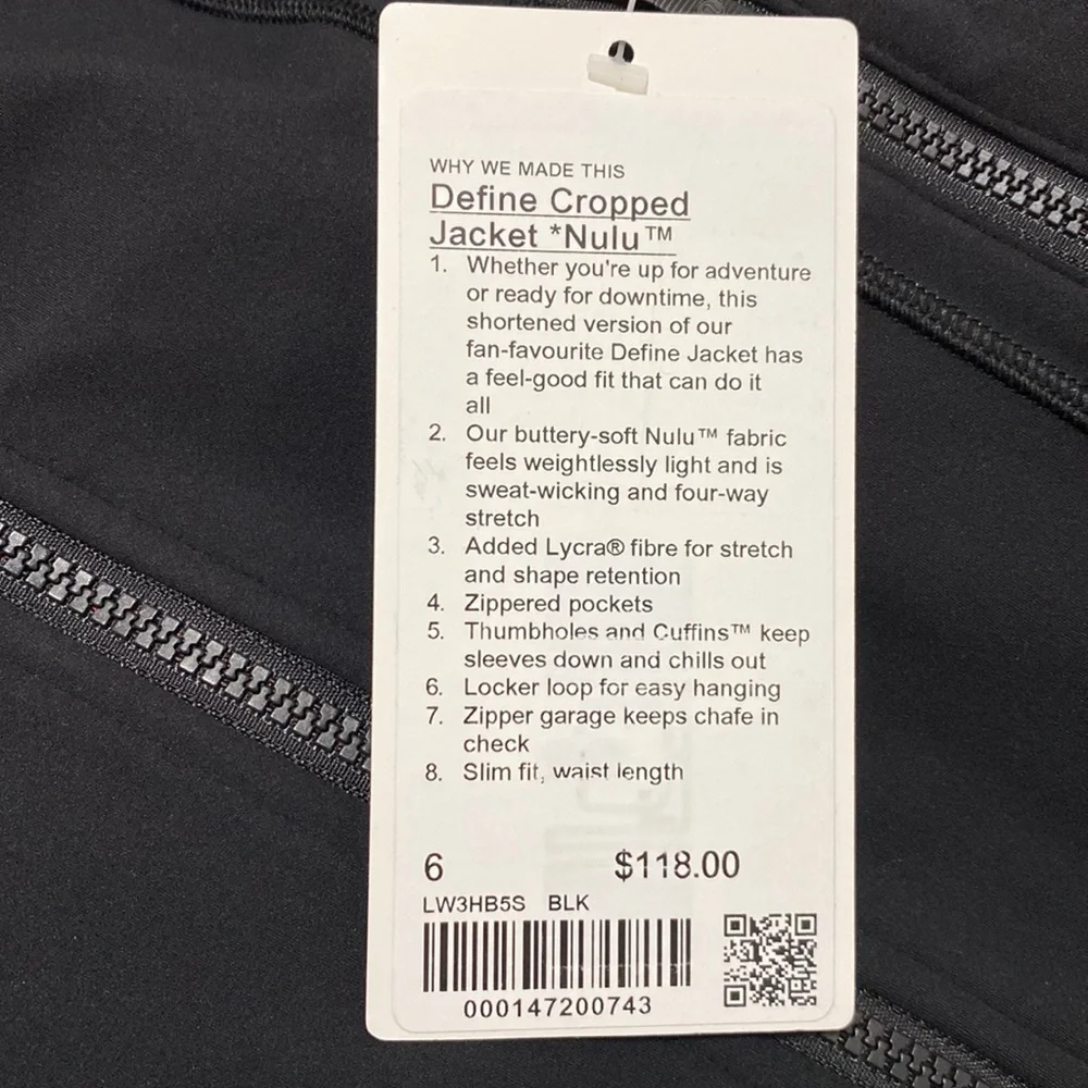 Lululemon Nulu Cropped Define Jacket Black - Picture 4 of 6